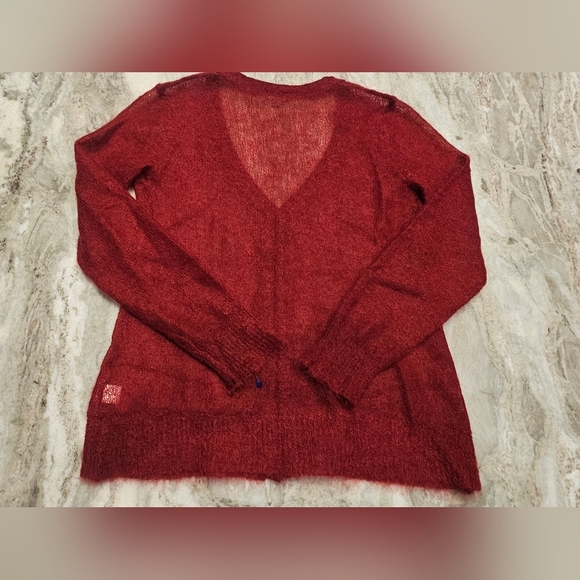 J. Jill Mohair Blend Red Cardigan Sweater XS Button Front Soft Fuzzy Knit - Picture 9 of 10